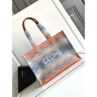 💙🧡 Exclusive CELINE 23s｜Spring and Summer New Rainbow Fabric Tote Cacbs ขนาด : 41×28×17ซม