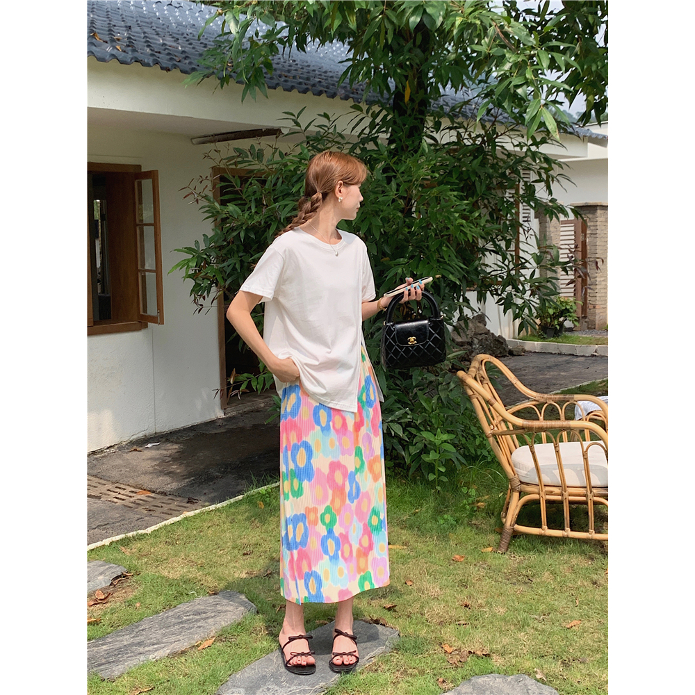 พร้อมส่ง-pleated-floral-skirt-c4024-กระโปรงอัดพลีท-กระโปรงมินิมอล