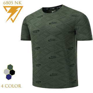 NEW NK 6805 (ผ้าลื่น มีรูระบายอากาศ) เสื้อกีฬา เสื้อกีฬาแขนสั้น เสื้อออกกำลังกาย เนื้อผ้าดี