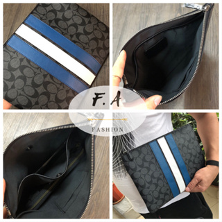 F.A ว่าแท้100% Coach แท้ Classic Pattern Clutch Unisex Small Folder ใส่มือถือไอแพดได้ เอกสาร 26071