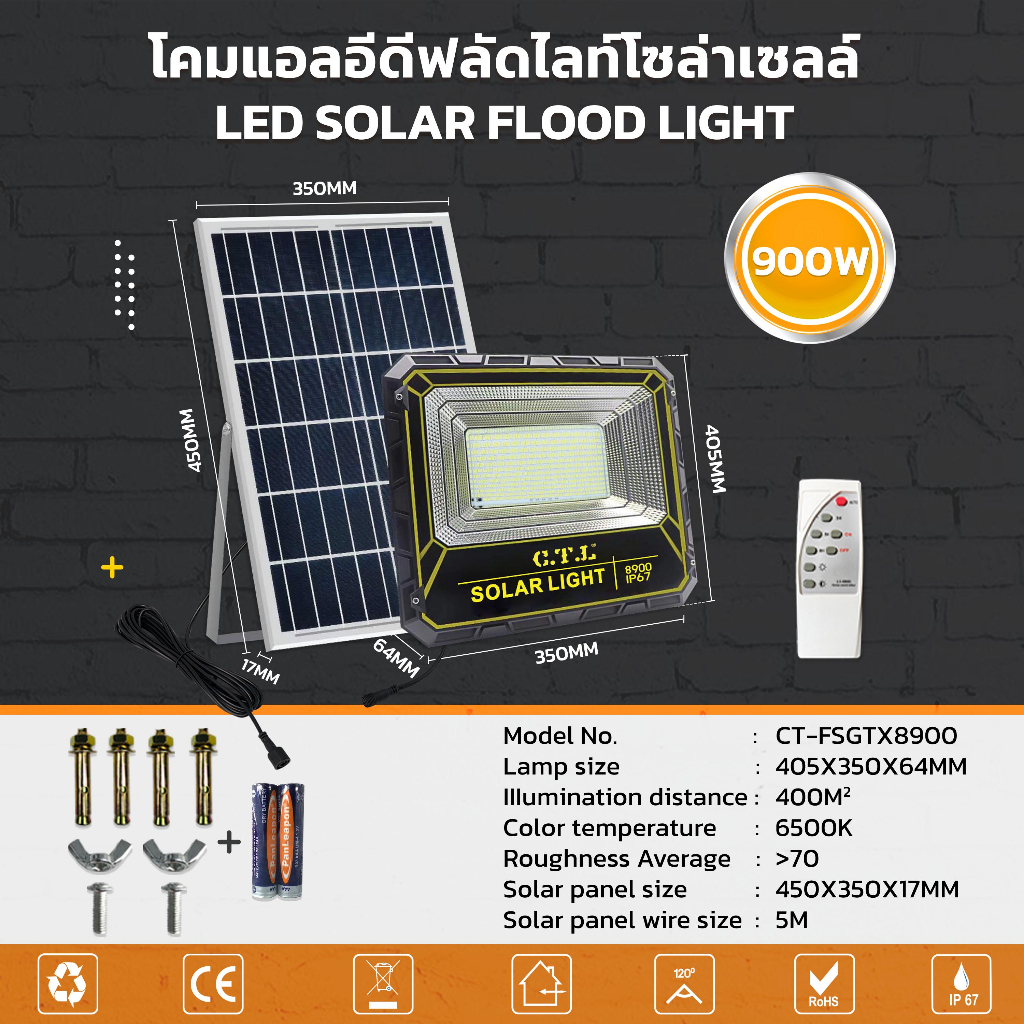 โคมแอลอีดีฟลัดไลท์โซล่าเซลล์-led-solar-flood-light