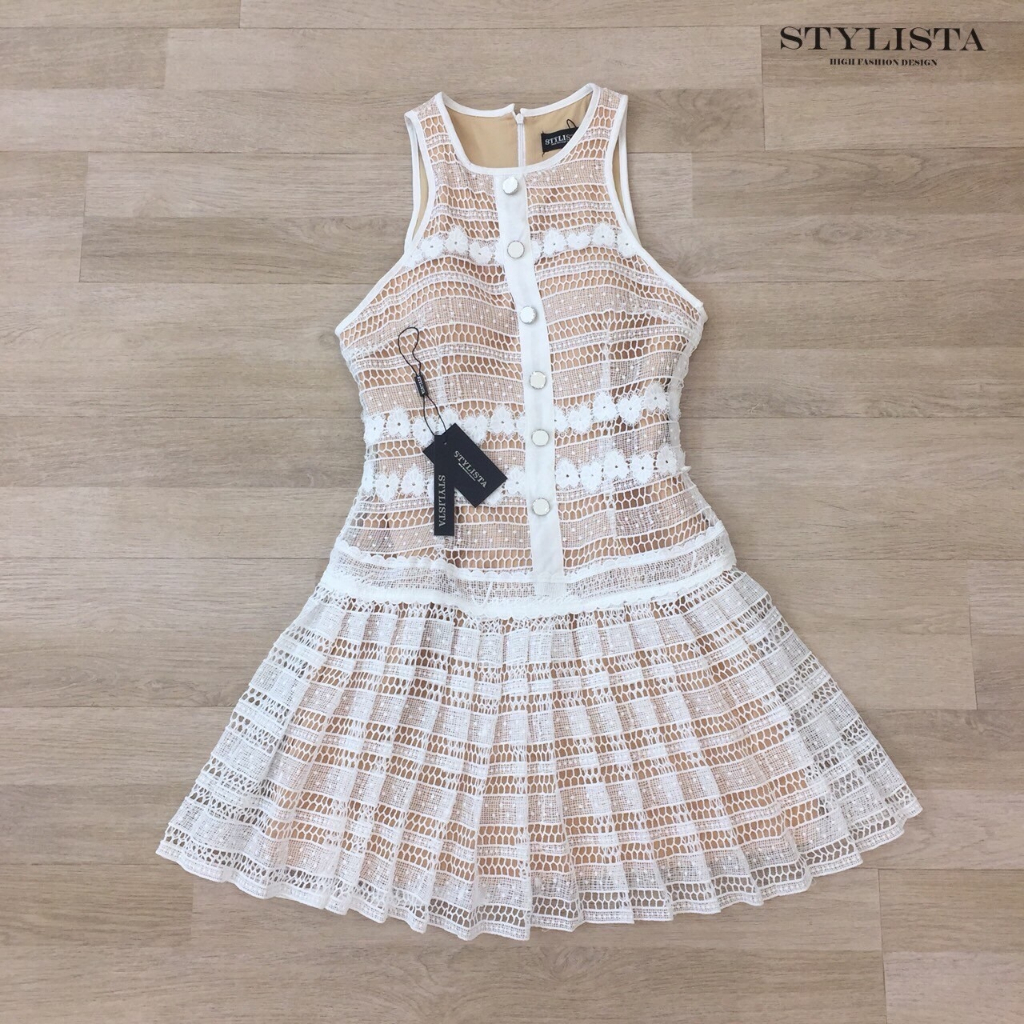 stylista-เดรสผ้าลายลูกไม้จับจีบน่ารัก-รบกวนเช็คสต๊อกก่อนกดสั่งซื้อ