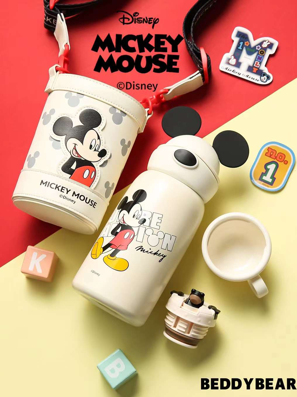 beddybearxmickey-mouse-กระติกน้ำสูญญากาศ-เก็บอุณหภูมิ-พร้อมกระเป๋าหนังนิ่มและสายสะพาย-bb002lmmm-008mm-600-ml