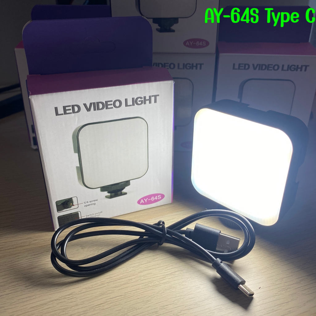 AY-64S ไฟ LED พกพา ติดหัวกล้อง Mini LED Video light 64PCS 1/4” ความ ...