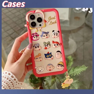 คูปองเคลม🎀เคสไอโ case for iphone 11 12 น่ารัก เครยอนชินจัง โซ่ เคส 14 13 12 11 pro max เคสโทรศัพท์ซิลิโคน