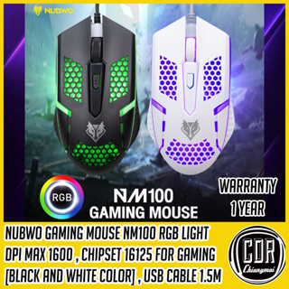 Nubwo Gaming Mouse NM100 [สีดำ,สีขาว] เมาส์เกมมิ่ง เมาส์มีไฟ OPTICAL [รับประกัน 1 ปี]