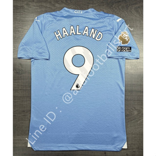 เสื้อฟุตบอล เกรด player แมนซิตี้ Home เหย้า 2023/24 อาร์ม EPL เบอร์ชื่อ 9 HAALAND 10 GREALISH 17 DE BRUYNE