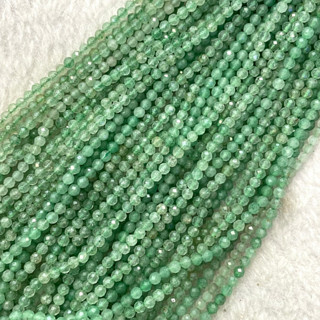 หยกอเวจรีน Aventurine 3 mm เจียเหลี่ยม เส้นยาว