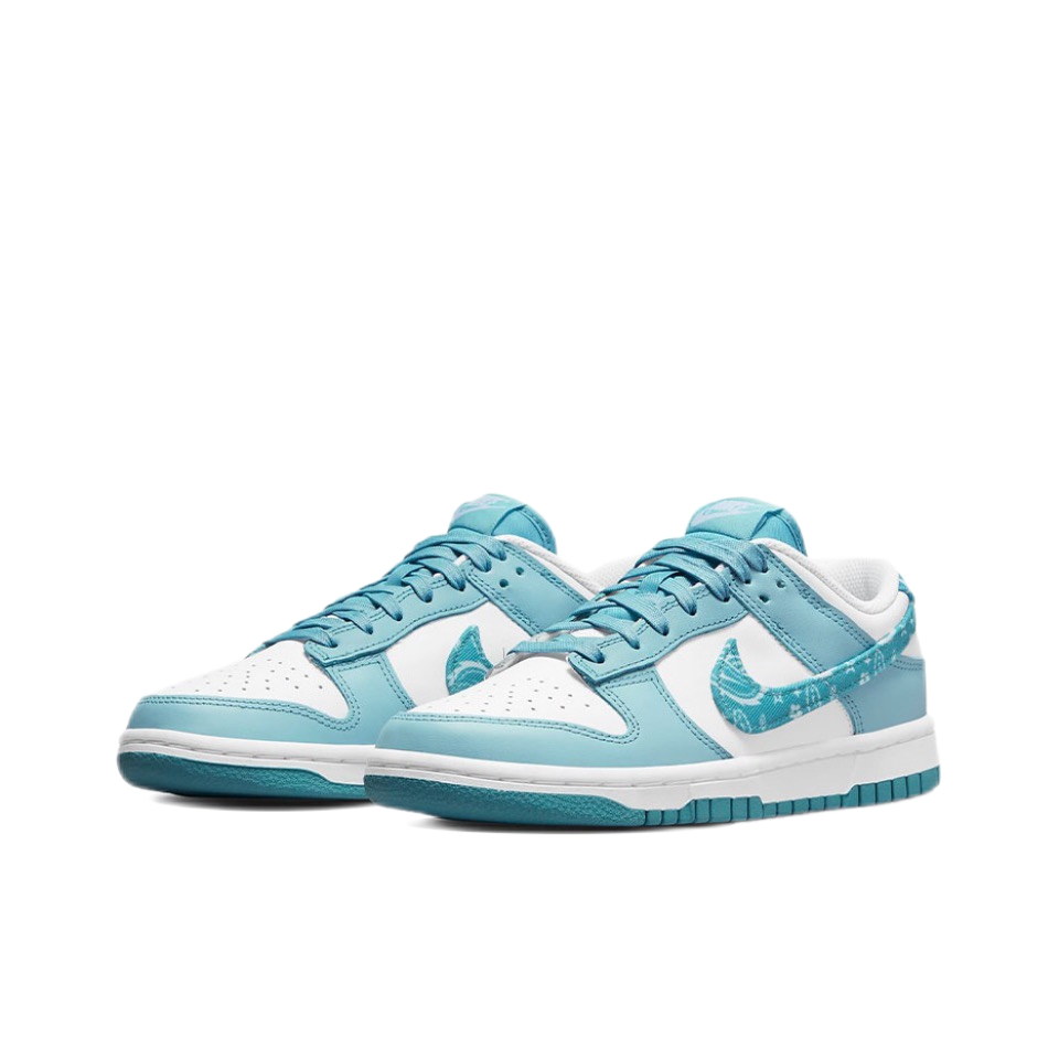 nike-dunk-low-ess-blue-paisley-ของแท้รองเท้าผ้าใบกันลื่นน้ำหนักเบาสีน้ำเงินสีขาว