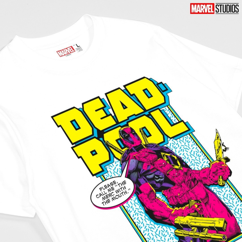 เสื้อยืดมาร์เวล-marvel-deadpool-mvx-402-403-404-405-เดดพลู-สีขาว