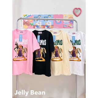 เสื้อยืดทรงโอเวอร์ไซส์ ป้าย Jelly Bean ผ้าคอตตอนเนื้อหนา อก: 44 ความยาว : 25-26 นิ้ว