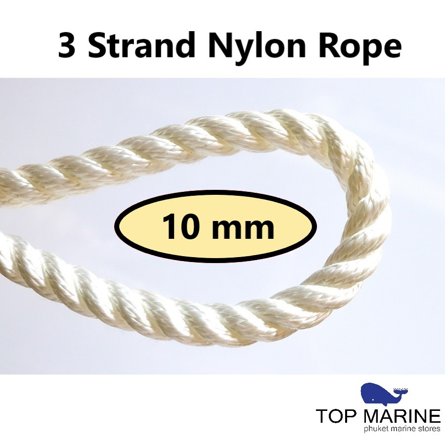 เชือกเรือ 10mm White 3 Strand Nylon Mooring Ropes เชือก3เกลียว เชือกสมอ ...