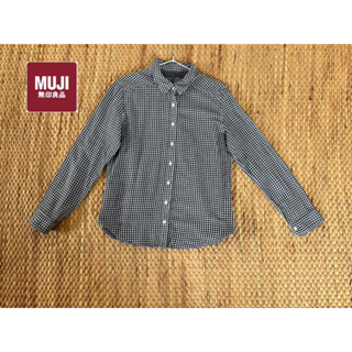 MUJI x Cotton นุ่มๆ  x L ลายสก็อตสวยสีกรม อก 38 ยาว 24 Code : 789(6)