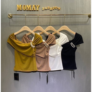 เสื้อทรงคลุมไหล่ข้างเดียว อีกข้างเปิดไหล่ปาดเก๋ๆ ป้าย MOMAY (โมเม