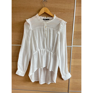 Cotton ทรงคล้าย zara คอปีนแต่งระบาย ขาวสะอาด อก 36 ยาว 22 Code: 894(6)