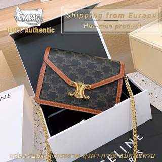 👜เซลีน CELINE Wallet On Chain Triomphe bag กระเป๋า สุภาพสตรี/กระเป๋าสะพายไหล่