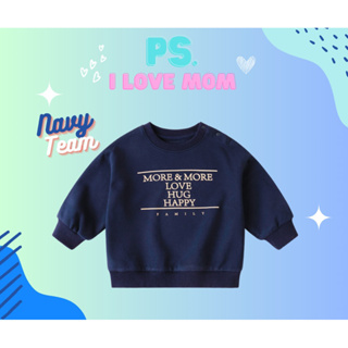 [พร้อมส่ง] PS_I love Mom_Navy Sweater เสื้อแขนยาวสีน้ำเงินกรม