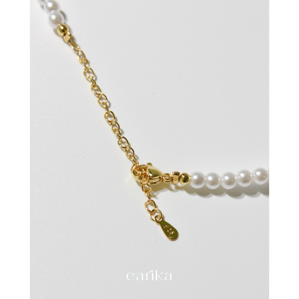 earika-earrings-mini-gold-heart-pearl-beads-necklace-สร้อยคอไข่มุกจี้หัวใจสีทอง-เหมาะสำหรับผิวแพ้ง่าย