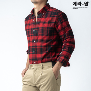 era-won เสื้อเชิ้ต ทรงปกติ Premium Quality Dress Shirt แขนยาว สี Red Homer