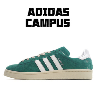 Adidas Original Campus เขียวขาว ลื่นสไตล์วินเทจแฟชั่นต่ำด้านบนกีฬารองเท้าลำลอง  แท้100%ผู้ชายผู้หญิงCampusGY4581
