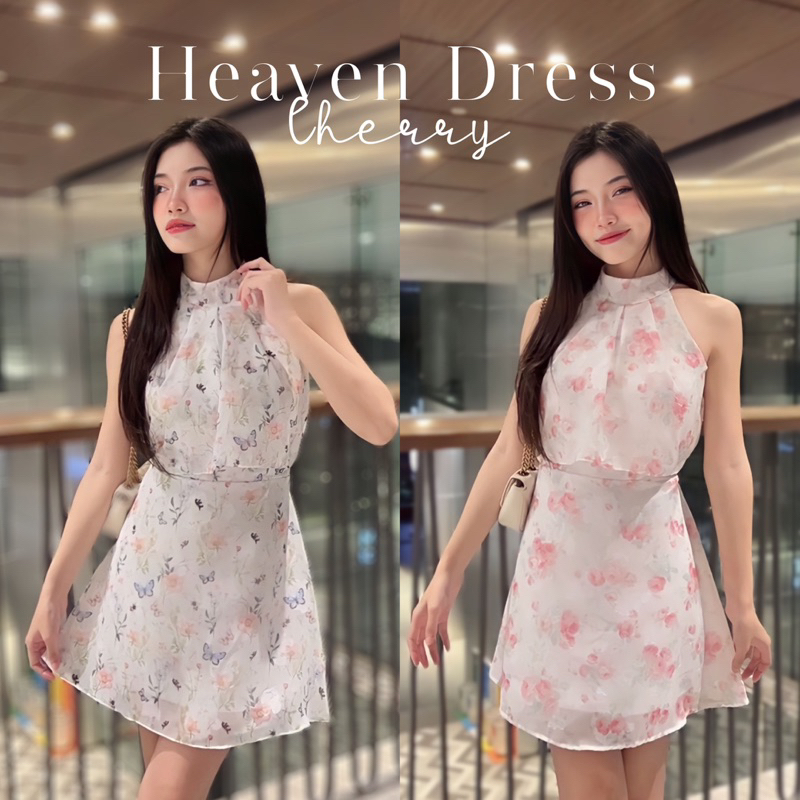 heaven-dress-เดรสคุณหนูคอเต่า-ลายดอกไม้-ผ้าดีมาก-ลายสวยมาก