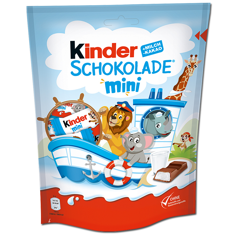 Kinder Schokolade Mini น้ำหนัก 120 กรัม 1 ห่อ มี 12 ชิ้น BBF.09/02/25