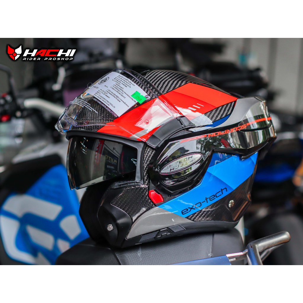 SCORPION EXO TECH EVO CARBON - Genus Black/Blue/Red | Shopee Thailand