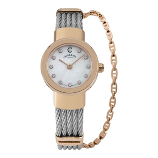 WCR*STMP.500.002 ST-TROPEZ 20, Steel Pink GP 5N, White MOP Dial 11 White Diamonds 0.05Cts, Steel Cable