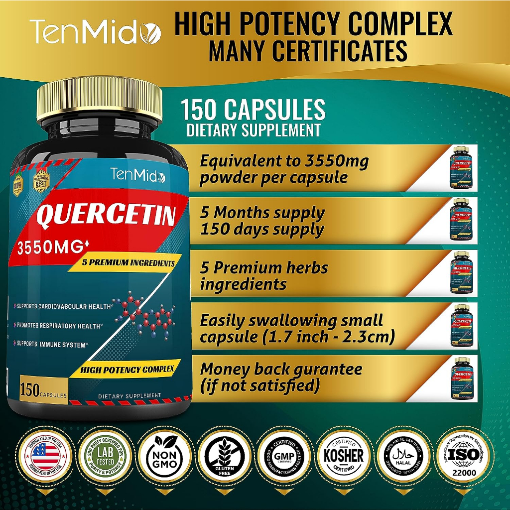 อาหารเสริมจากอเมริกา-ตัวใหม่ล่าสุด-tenmido-quercetin-150-capsules-3550mg-supports-cardiovascular-health-no-775