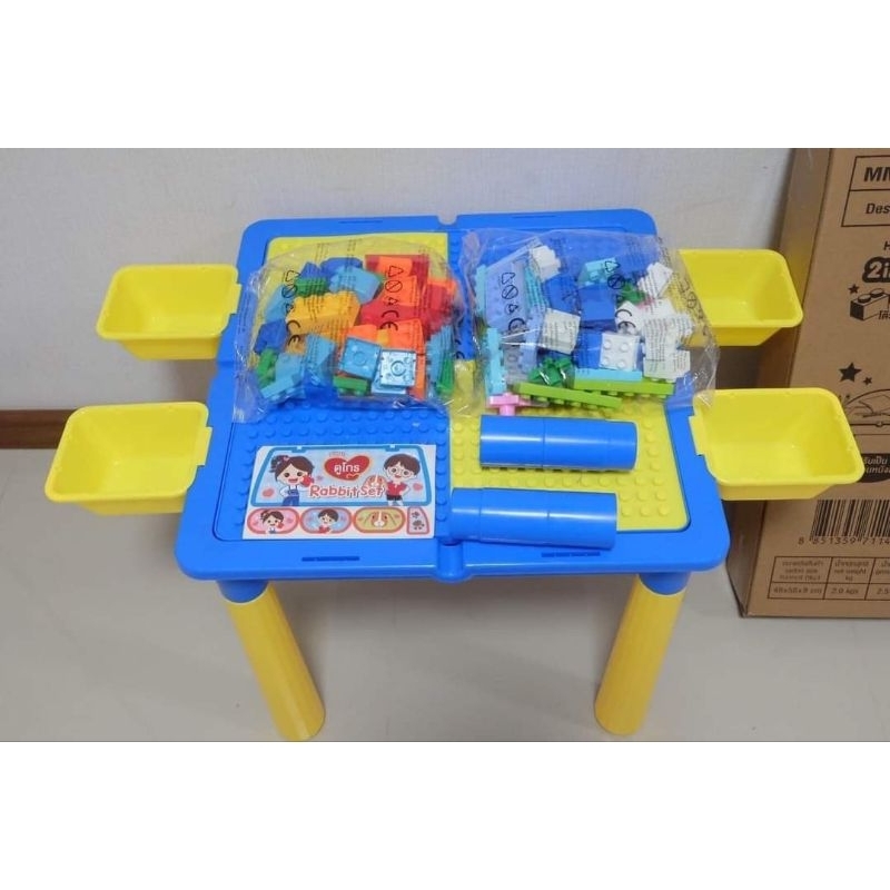 โต๊ะบล็อกตัวต่อเสริมจินตนาการ-hiq-มีตัวต่อ-100pcs