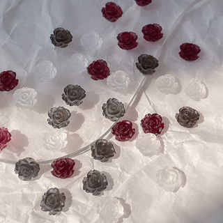 ขายดี เล็บปลอมเรซิ่น ลายดอกคามิเลีย ดอกกุหลาบ 3D สีขาว DIY อุปกรณ์เสริม สําหรับตกแต่งเล็บ ประมาณ 25 ชิ้น