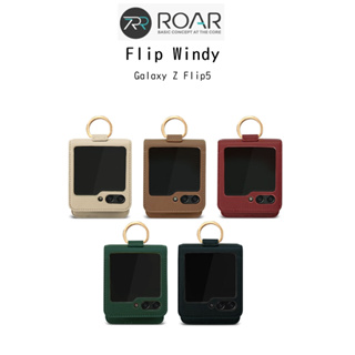 Simply Roar Flip Windy เคสหนังสังเคราะห์เกรดพรีเมี่ยมจากเกาหลี เคสสำหรับ Galaxy Z Flip5 (ของแท้100%