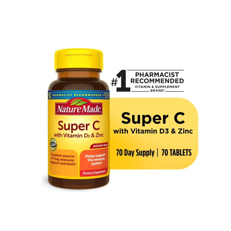 Nature Made Super C with Vitamin D3 and Zinc Tablets, Dietary