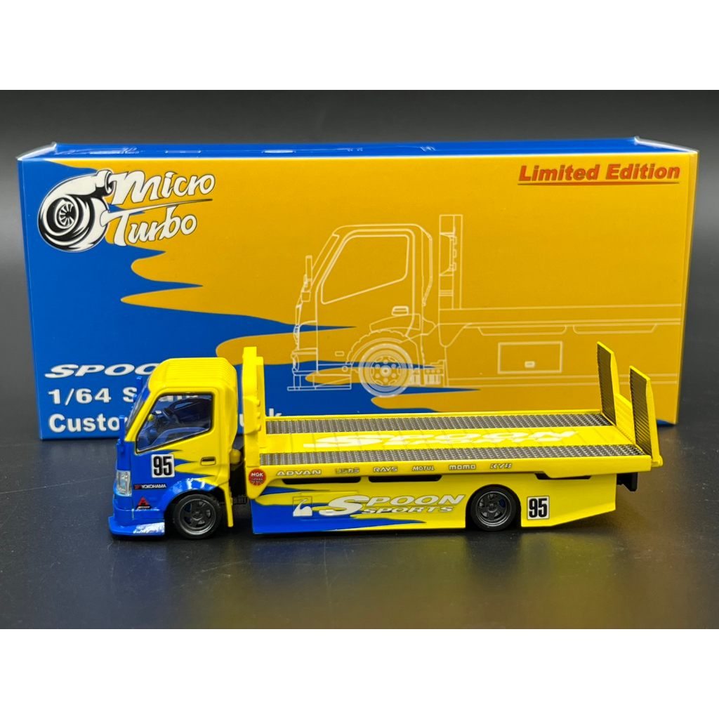 micro-turbo-1-64-limited-to-999pcs-custom-flatbed-tow-truck-spoon-livery-diecast-mode