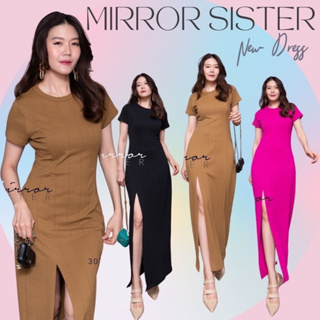 🔖ป้าย Mirrorsister 30701.3 เดรสแขนสั้นคอกลม เบสิคสไตล์ ใส่ง่ายeasywear แพทเทรินสวยทรงพอดีตัว แต่งผ่าหน้าสูงกำลังดี