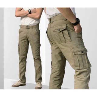 P8222 กางเกงคาร์โก้ กางเกงยุทธวิธี กางเกงกระเป๋า มีไซร้ S-2XL