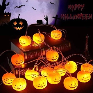 🎃🎃สายไฟ Led 10 ดวง PVC รูปฟักทอง ใช้แบตเตอรี่ สําหรับตกแต่งปาร์ตี้ฮาโลวีน ความยาวประมาณ 1 เมตร🎃🎃