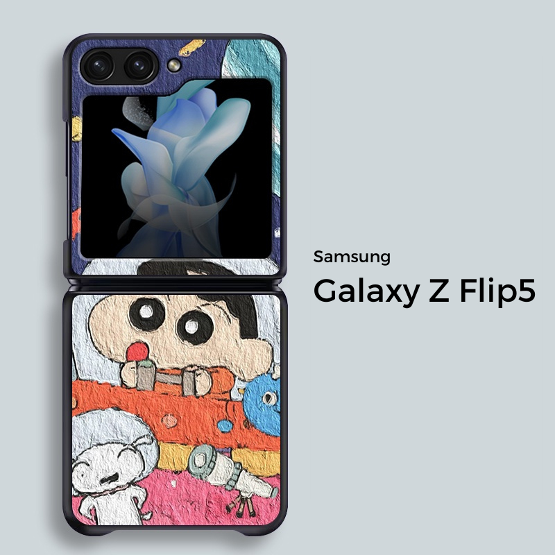 เคสโทรศัพท์มือถือ-samsung-galaxy-z-flip5-z-flip4-z-flip3-ลายคละการ์ตูน-เคสป้องกันด้วยหนังเทียม