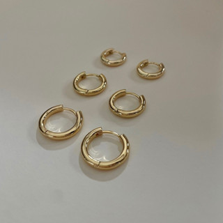 ต่างหูห่วง Brass+18k Gold basic hoop earrings