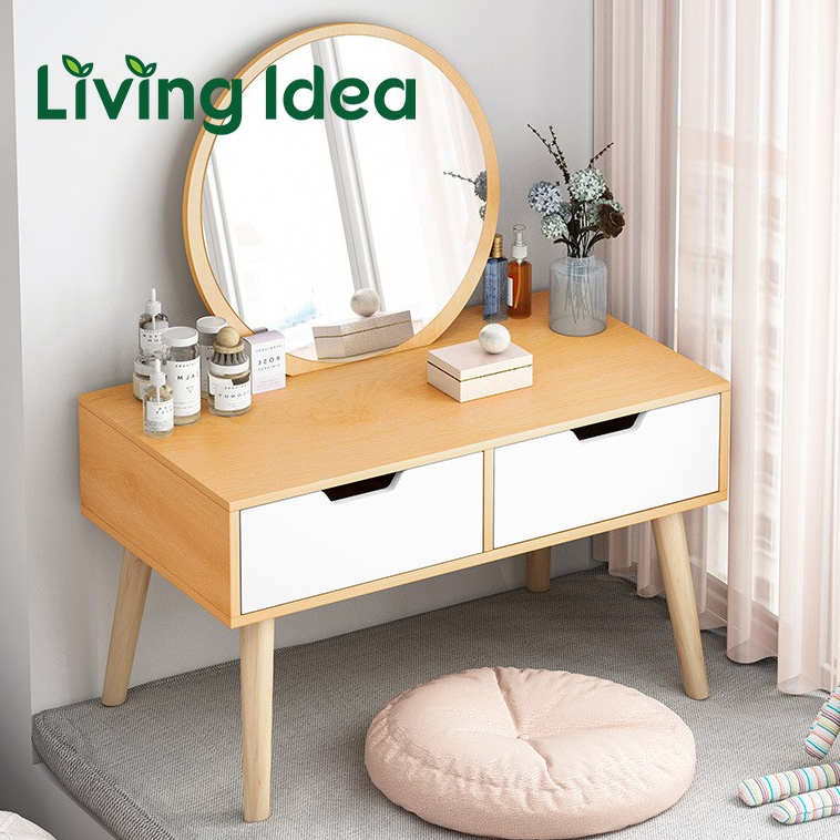 ภาพหน้าปกสินค้าLiving idea โต๊ะเครื่องแป้งสไตล์มินิมอล โต๊ะเเต่งหน้า สำหรับนั่งพื้น มีให้เลือก 2 แบบ จากร้าน living.idea บน Shopee