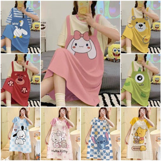 👗มาใหม่👗 สินค้าพร้อมส่ง ชุดนอนกระโปรงไซส์ใหญ่ ขนาดOVERSIZE ลายการ์ตูนน่ารักๆ ใส่สบาย ผ้าคอตตอน มีให้เลือกหลายลาย