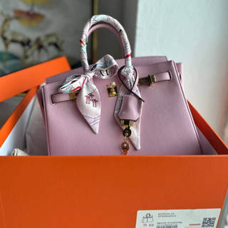 กระเป๋าสะพาย #her/mes25CM epsom in MAUVE SYLVESTRE   COLOR FULL HANDMADE SILVER  HARDWARE  เป็นงานดีที่สุด