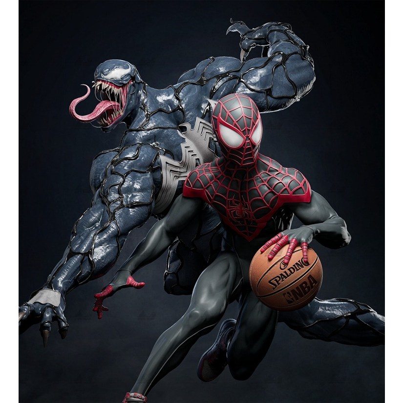 [โมเดลไม่ทำสี] Venom Spiderman basketball version 3D printing model ...