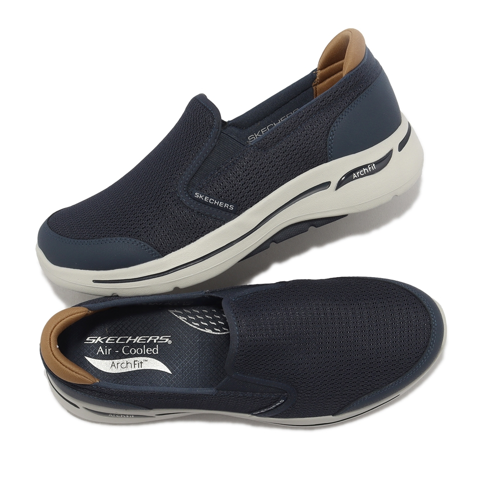 โปรฯ-1-590-แท้-ช็อปไทย-skechers-gowalk-arch-fit-robust-comfort-รองเท้าผ้าใบสุขภาพผู้ชาย-สลิปออน-สีกรมท่า-216264