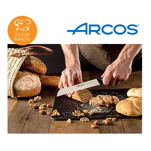 arcos-spain-293700-pastry-knife-flexible-yellow-300mm-มีดหั่นขนมปังฟันเลื่อย