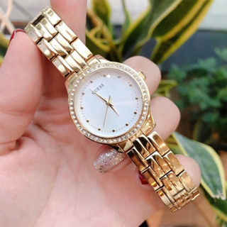 (ผ่อน0%) นาฬิกาสแตนเลสสีทอง Guess Chelsea W1209L2 watch size 30mm หน้าปัดกลม ประกันCMG