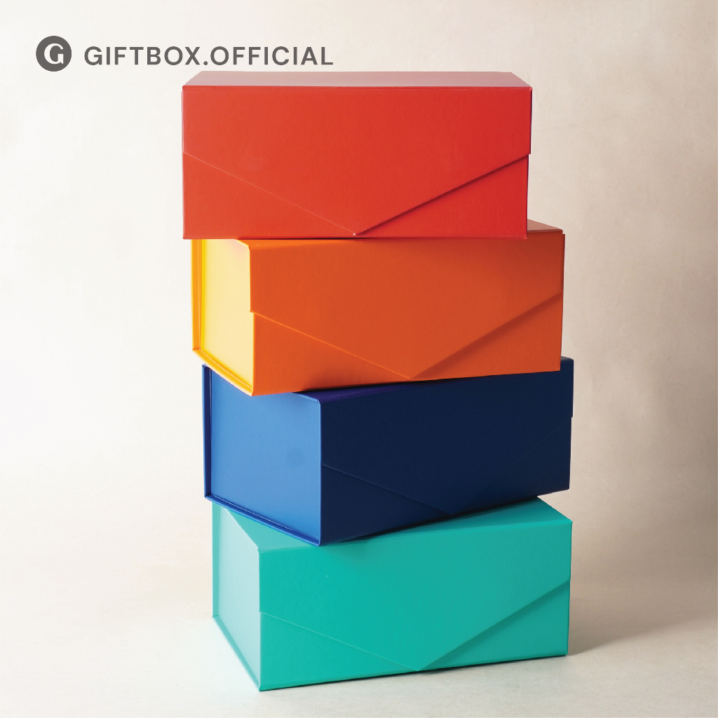 Gift box - Matt Magnetic foldable box - Red/Navy/Orange/Green กล่องพับ ...