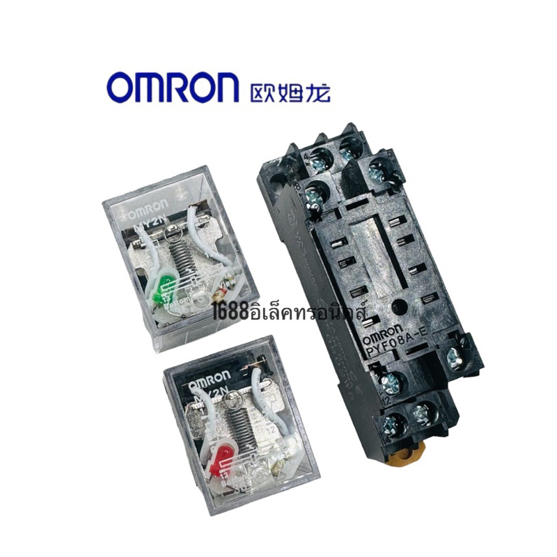 รีเลย์-omron-my2n-my2-12vdc-24vdc-220vac-48vdcมีไฟ-relay-8ขา-socket-pyf08a-e