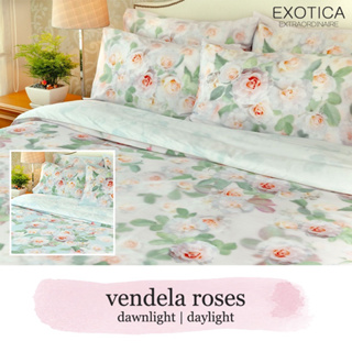 EXOTICA ชุดผ้าปูที่นอนรัดมุม + ปลอกหมอน ลาย Vendela Roses สำหรับเตียงขนาด 6 / 5 / 3.5 ฟุต