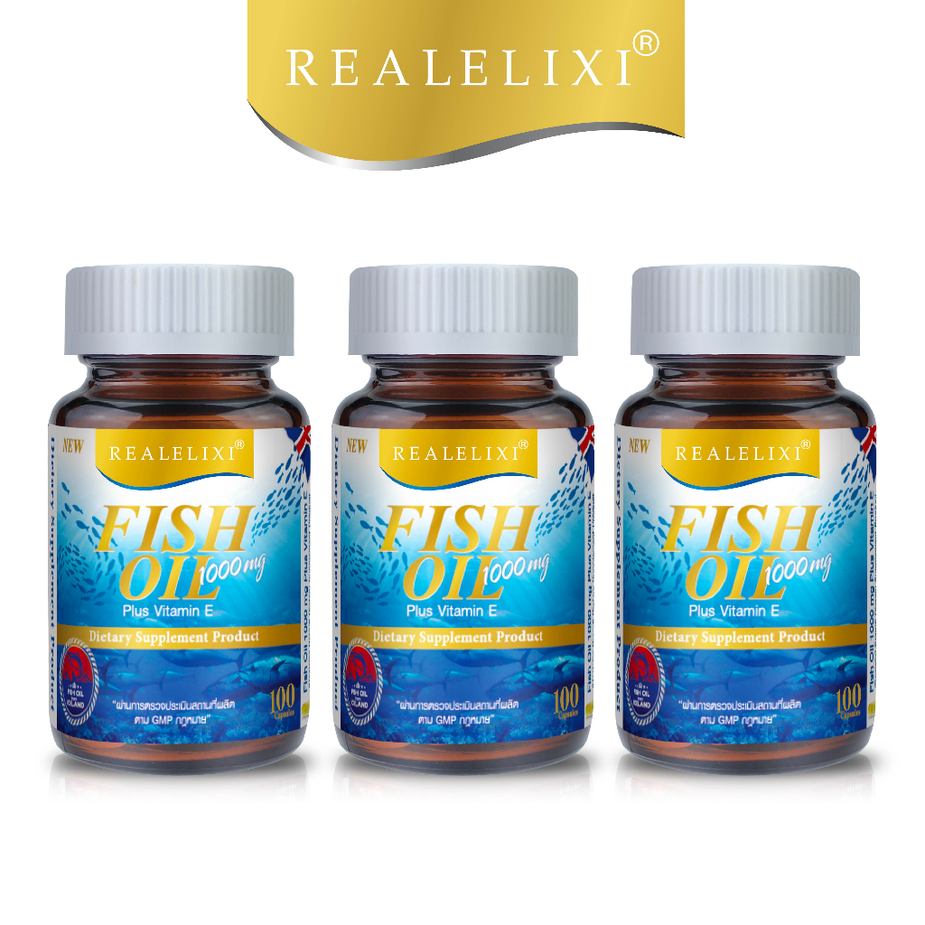 Real Elixir FISH OIL 1,000 mg. (100 เม็ด) **PRO 3 ขวด** | Shopee Thailand